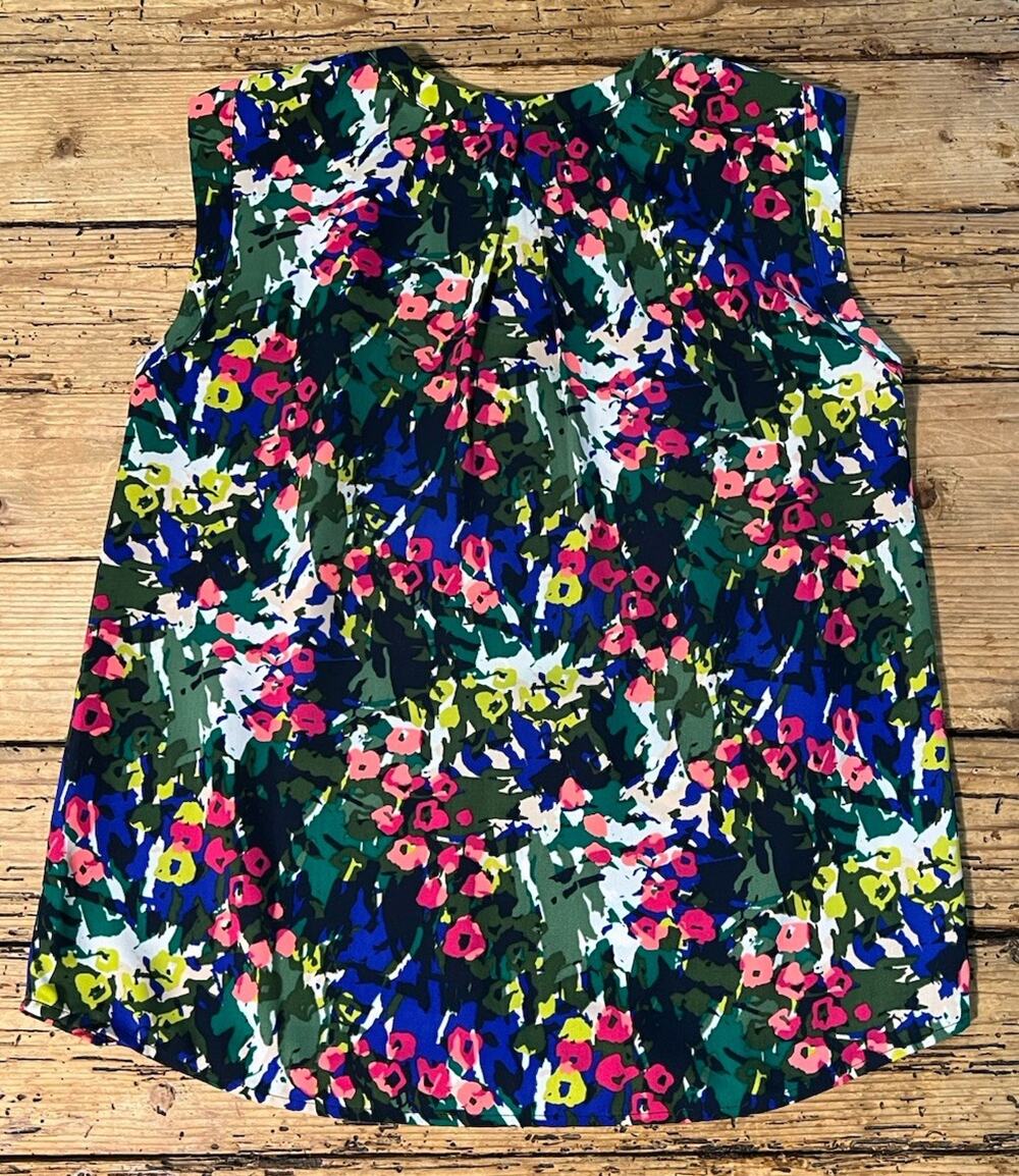J.Crew Women’s Size 2P Multicolored Abstract Floral Sleeveless Blouse